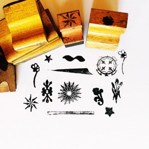 Vintage Rubber Design Stamps, YOU CHOOSE, Antyczne znaczki obrazkowe, Flowers Star, Starburst Rays