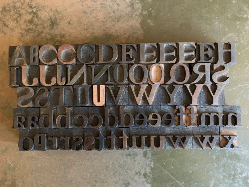 13/16 Inch Vintage Letterpress Letters, Small Uppercase & Lowercase Alphabet, Custom Mini Signs And Sayings image 3
