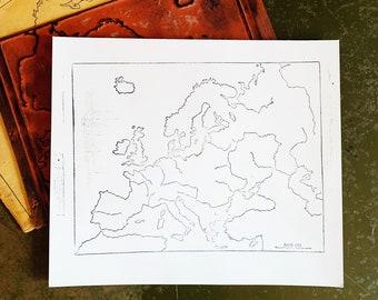 Sello vintage de mapa de Europa, sellos de goma, museo de historia europea