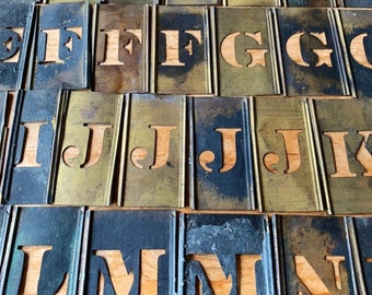Vintage Brass Stencils For Rustic Industrial Farmhouse Decor, Sign Letters Available In 2 inch, 2 1/4 inch, 2 1/2 inch, 3 inch & 4 inch Size