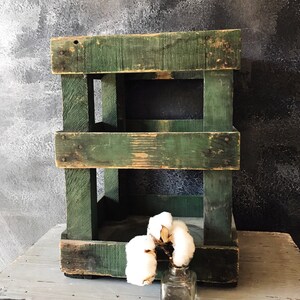 Vintage Green Wood Crate / Farmhouse Decor / Water Bottle Crate / Wood Crate / Old Rustic Crate / Large Wood Crate / Farmhouse Crate