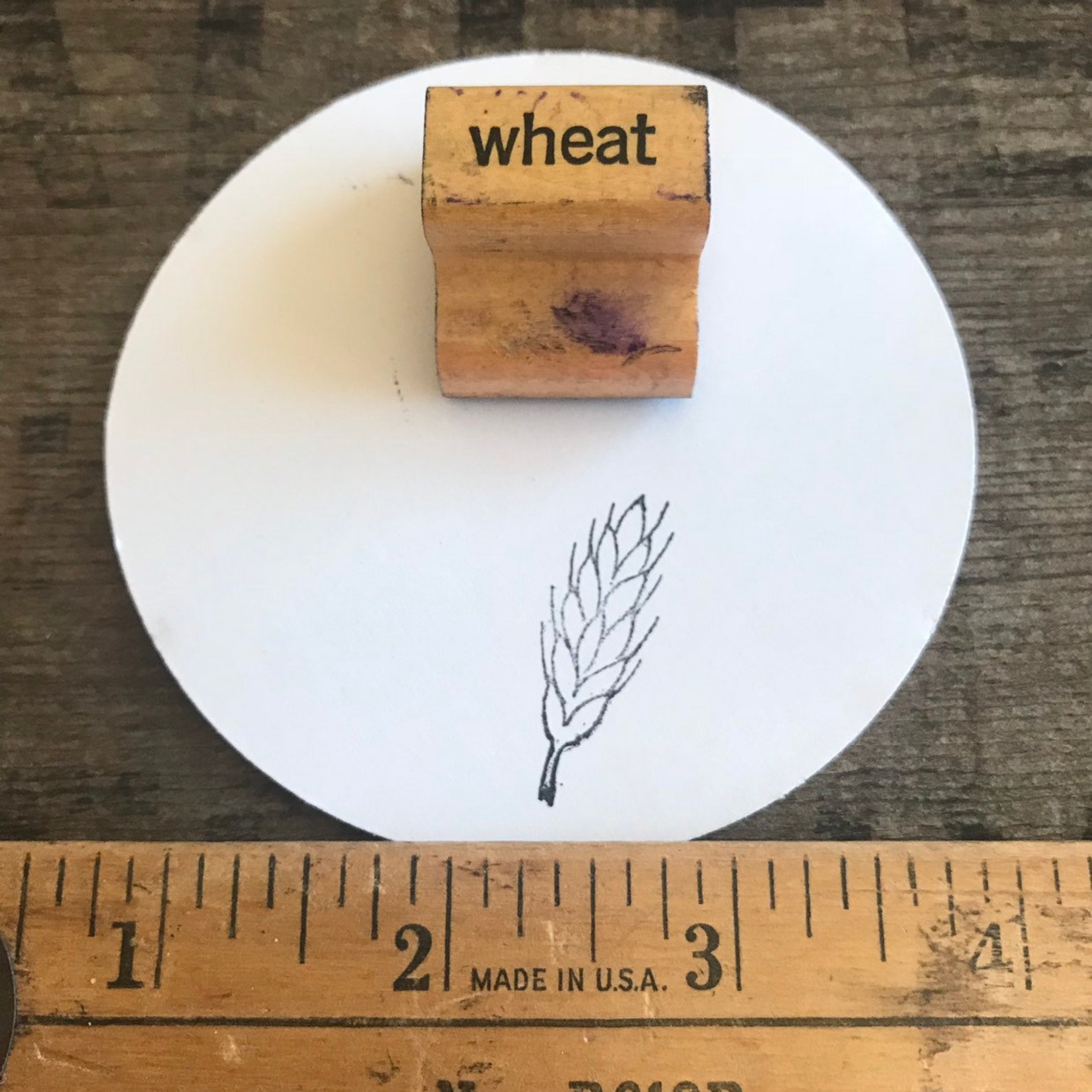 Vintage Wheat Stamp For Thanksgiving Crafts Wood & Rubber Etsy