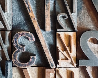 Impresión tipográfica de fracciones vintage, elige tu tamaño, bloques de madera para impresora de 1/2, 1/3 y 1/4, regalo para un experto en matemáticas (medios, tercios y cuartos)