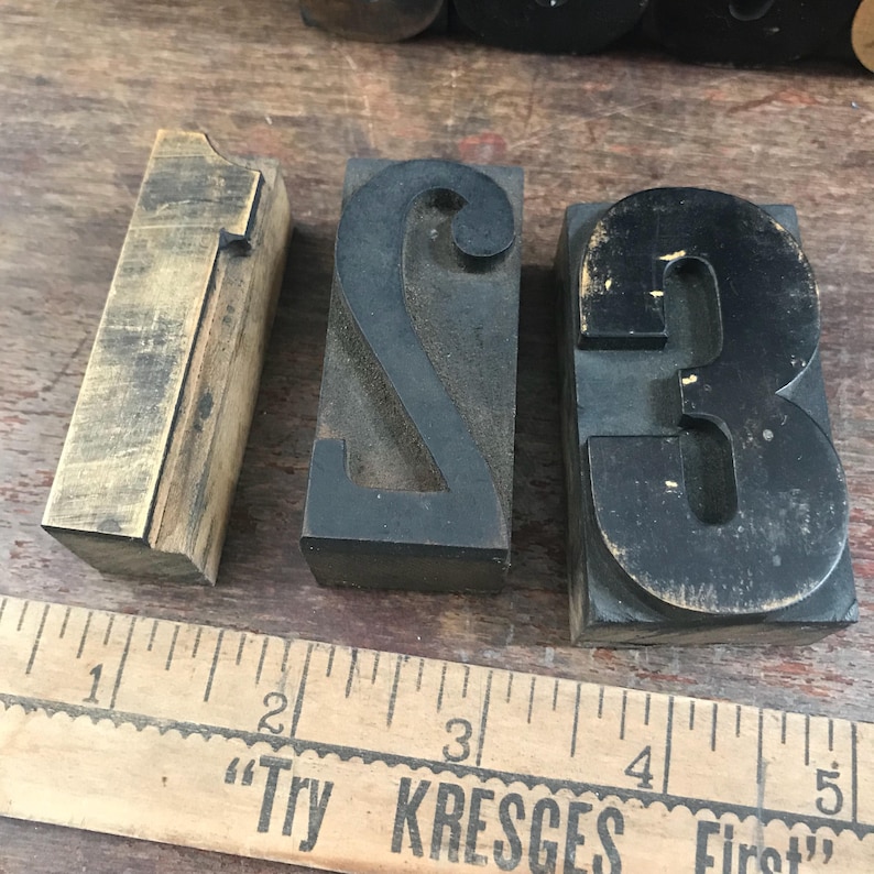 Vintage 2.5 Inch Wood Number, Letterpress Print Block, Varied Fonts image 7