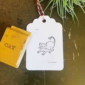 Sello vintage de gato con lazo en la cola, sellos de goma antiguos para diarios y agendas basura, regalos para amantes de los gatos
