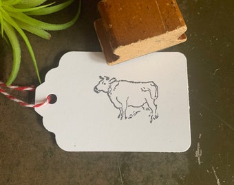 Cow In The Grass Stamp, Vintage Rubber Farm Stamps, Preschool Learning Tools