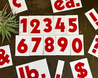 Mini 2” Red Vintage Sign Numbers Available By The Number, 14 Sign Decor, Pricing Number Signs