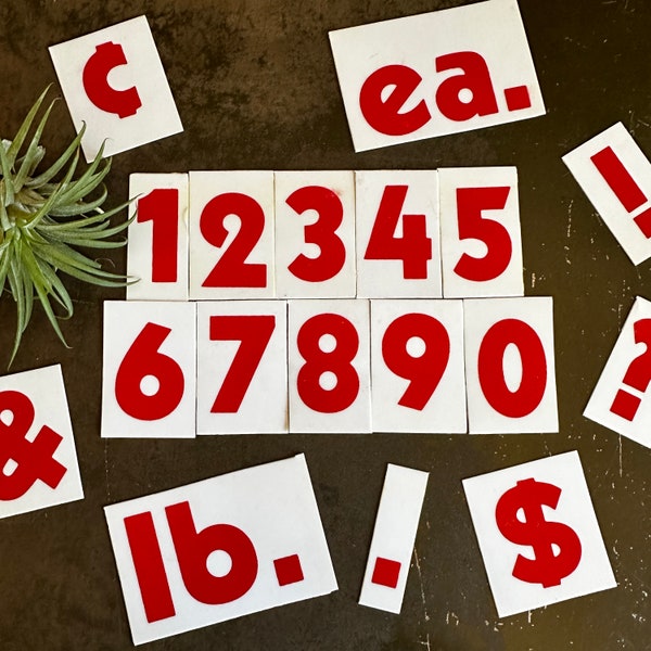 Mini 2” Red Vintage Sign Numbers Available By The Number, 14 Sign Decor, Pricing Number Signs