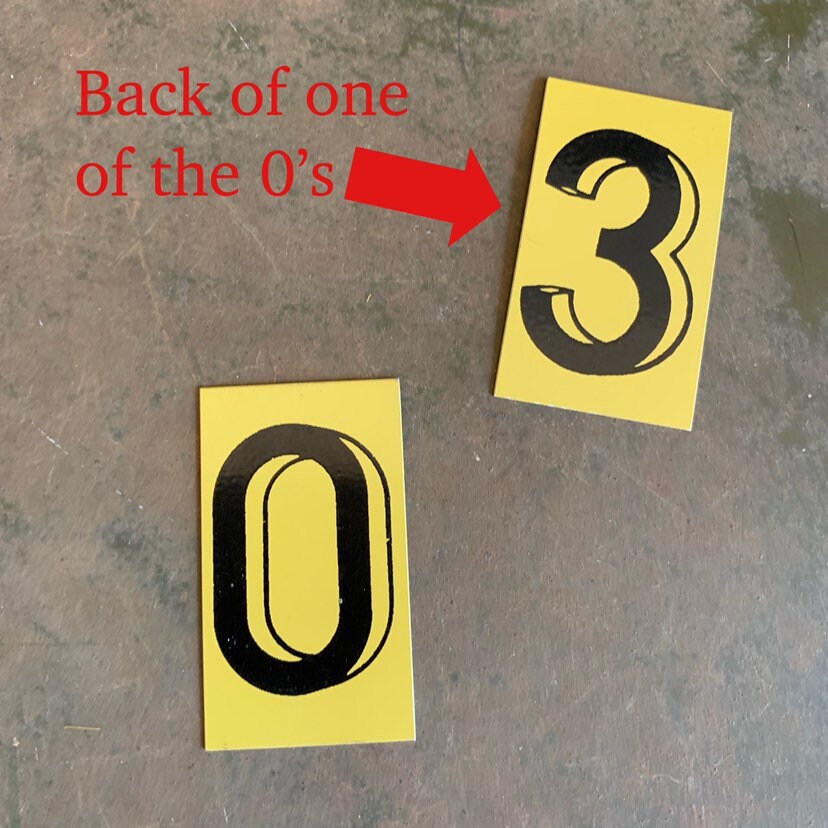 Vintage Black & Yellow Sign Numbers, Small Metal Bulletin Numbers for ...
