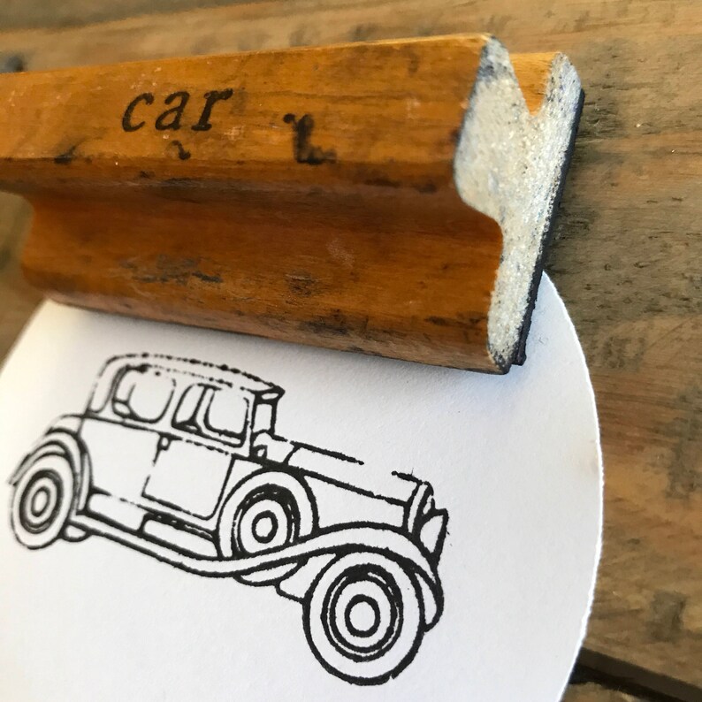 Vintage Car Stamp Wooden Car Stamp the Classroom Printer Etsy