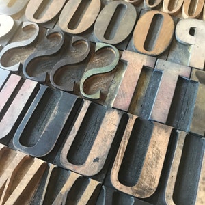 Impresión tipográfica vintage de 2 1/2 pulgadas, tipografía de madera a elegir, impresión tipográfica antigua, bloque de impresora, tipografía de madera, letras de madera, decoración de granja