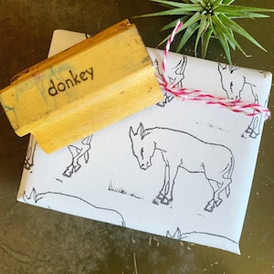 Vintage Esel Stempel aus Holz, Bauernhaus Dekor Tierliebhaber Geschenk, DIY Happy Mail Umschlag Art