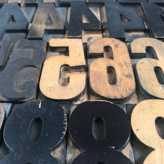 Vintage 2.5 Inch Wood Number, Letterpress Print Block, Varied Fonts