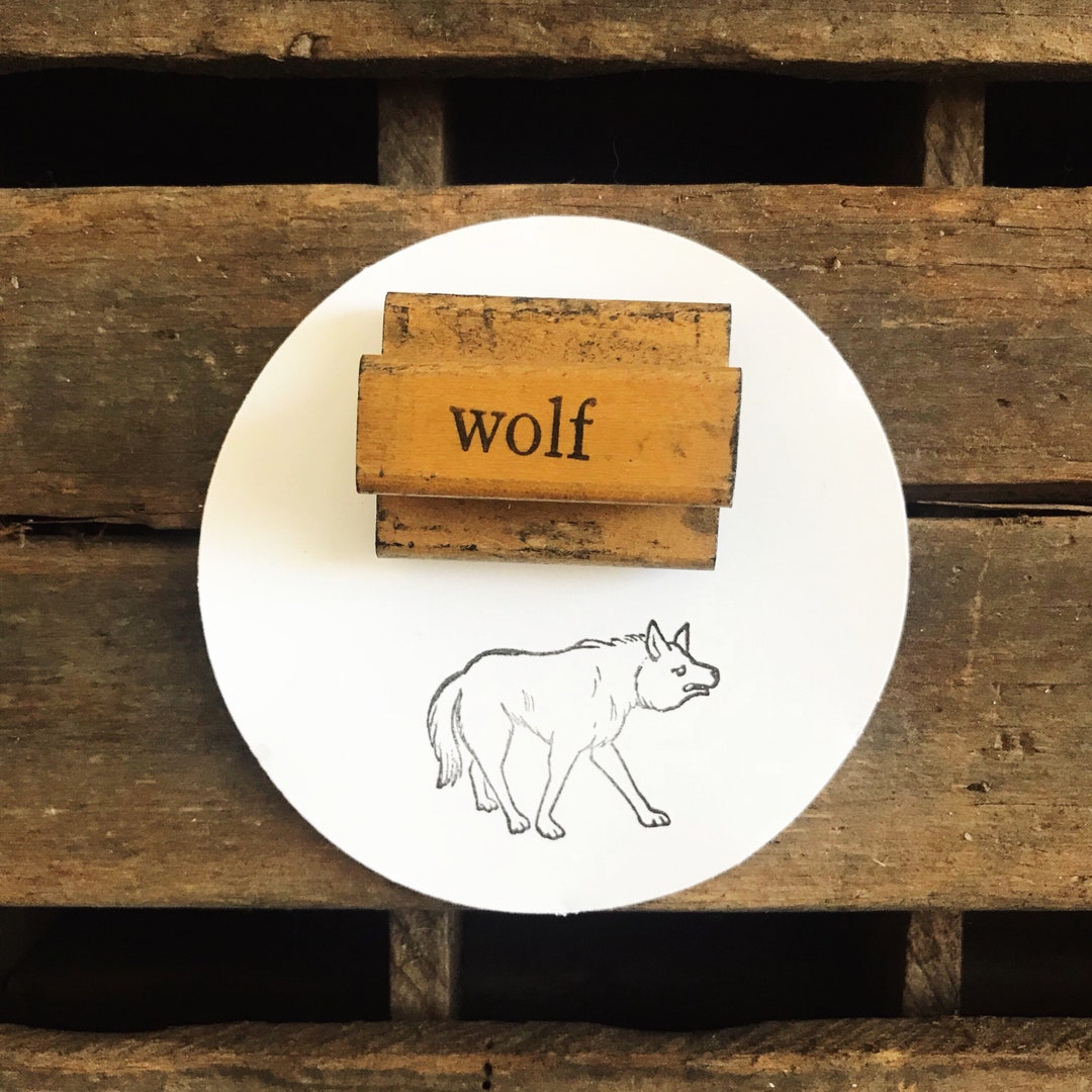 Vintage Wolf Rubber Stamp, Gift for Wolf Lover, Wildlife Conservation