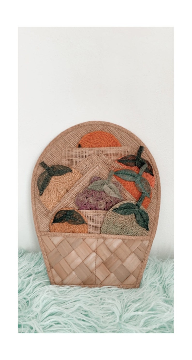 Woven Raffia Drink Coasters Fruit Shaped with Holder