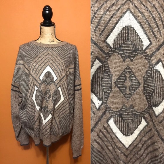 Diamond Burst Print Oversized Sweater Comfy Cabin