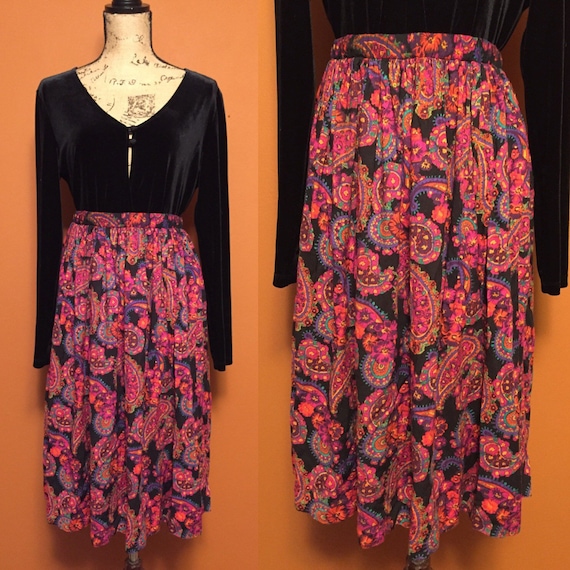Colorful Paisley Skirt Hippie Festival Wear Rainbo