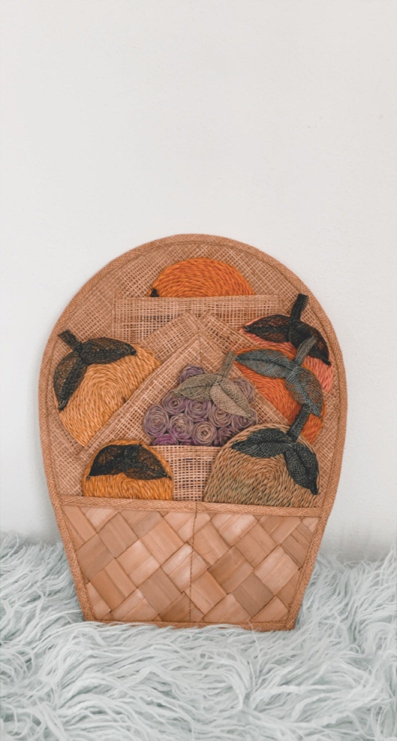 Woven Raffia Drink Coasters Fruit Shaped with Holder
