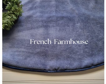 Farmhouse Blue Christmas Tree Skirt: French Farmhouse Coastal Decor~ Last One