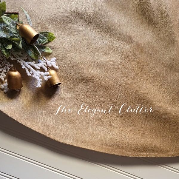 MADE TO ORDER ~ Modern Christmas Tree Skirt~ Soft Gold, Moody, Neutral ,Elegant  ~ Brushed Velvet~ The Elegant Clutter