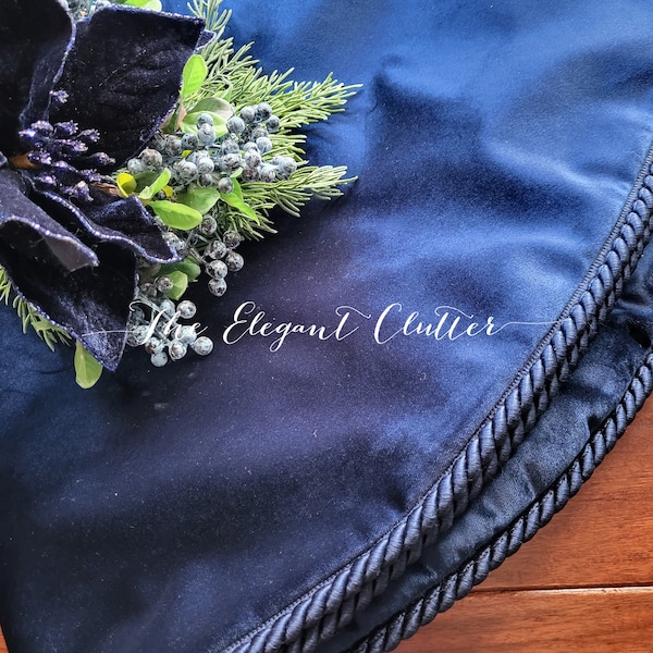 MADE TO ORDER~ Midnight Blue Christmas Tree Skirt~  Premium Velvet Tree Skirt~ Contemporary Tree Skirts~ French Country~ Cottage Chic