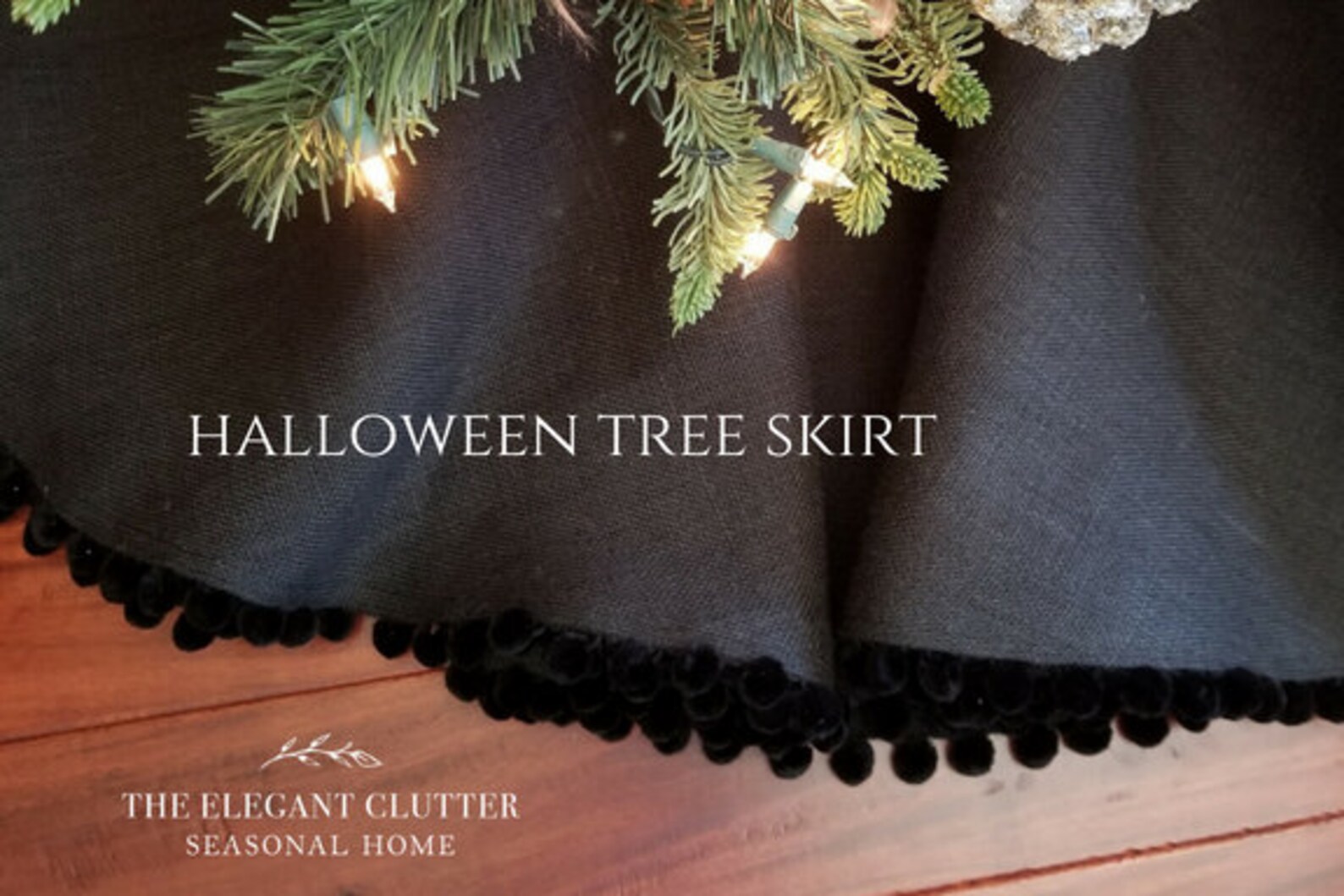 Halloween Tree Skirt Small Black Burlap Spooky Decorations Etsy