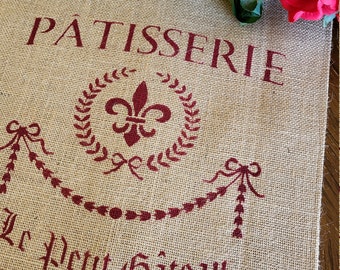 French Country Patisserie  Table Runner~ Red Print~ Elegant Clutter