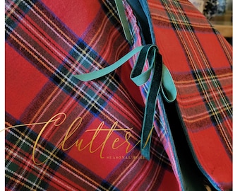 Reversible Holiday Skirt~ Velvet and Tartan Plaid Tree Skirt