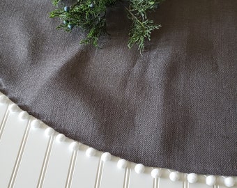 Christmas Tree Skirt In Steele Gray~ Premium Burlap~ Neutral Christmas~ Farmhouse~ Woodland~ Cottage~ Coastal Christmas