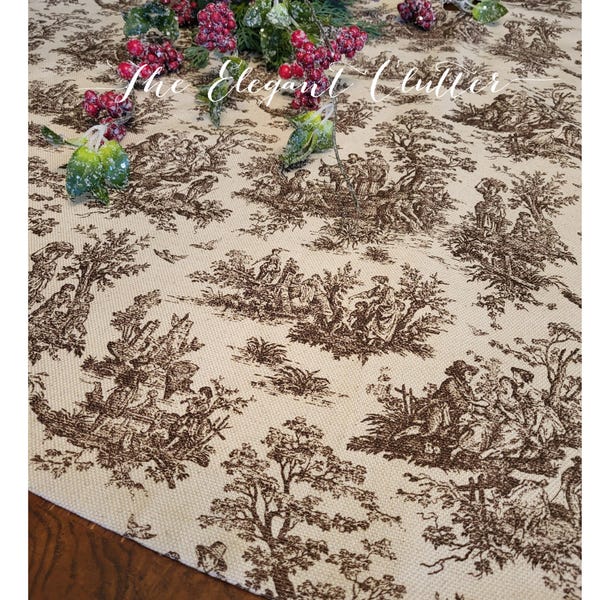 French Country Christmas Tree Skirt: Chestnut Toile de Jouy,
