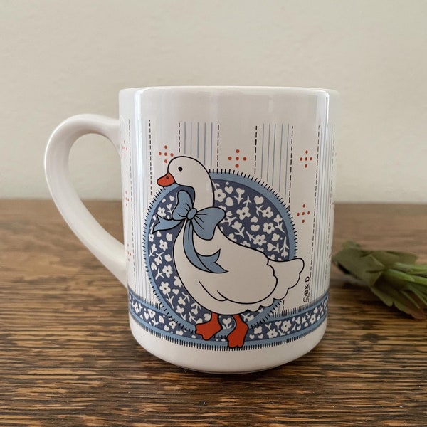 Baker Hart Stuart Vintage Blue Goose Mug, Cup, 1980s Country Duck Coffee Mug, Blue, Orange Foot, Barth & Dreyfuss, Los Angeles California