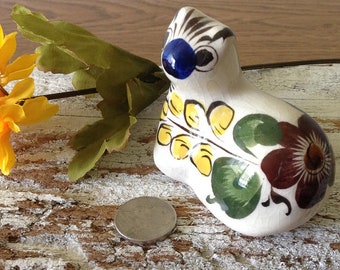 Mexican Pottery Tonala Miniature Cat Figurine, Vintage Folk Art Ceramic Small Kitty, Cat Figure, Shelf Knickknack, Made In Mexico