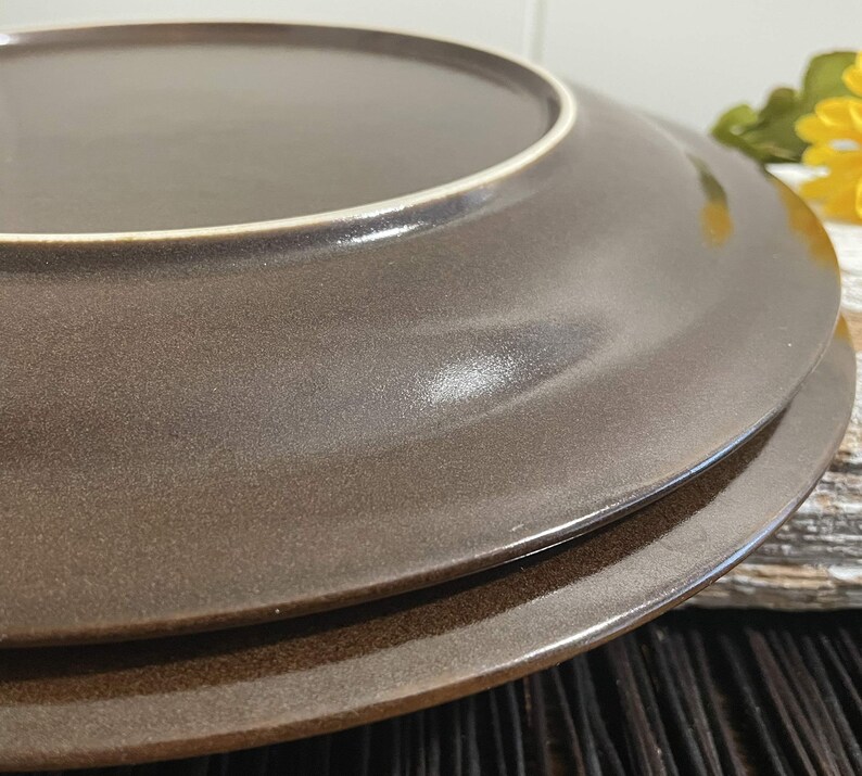 SET of 2 Georges Briard Aztec Stoneware Dinner Plates, Dark Brown ...