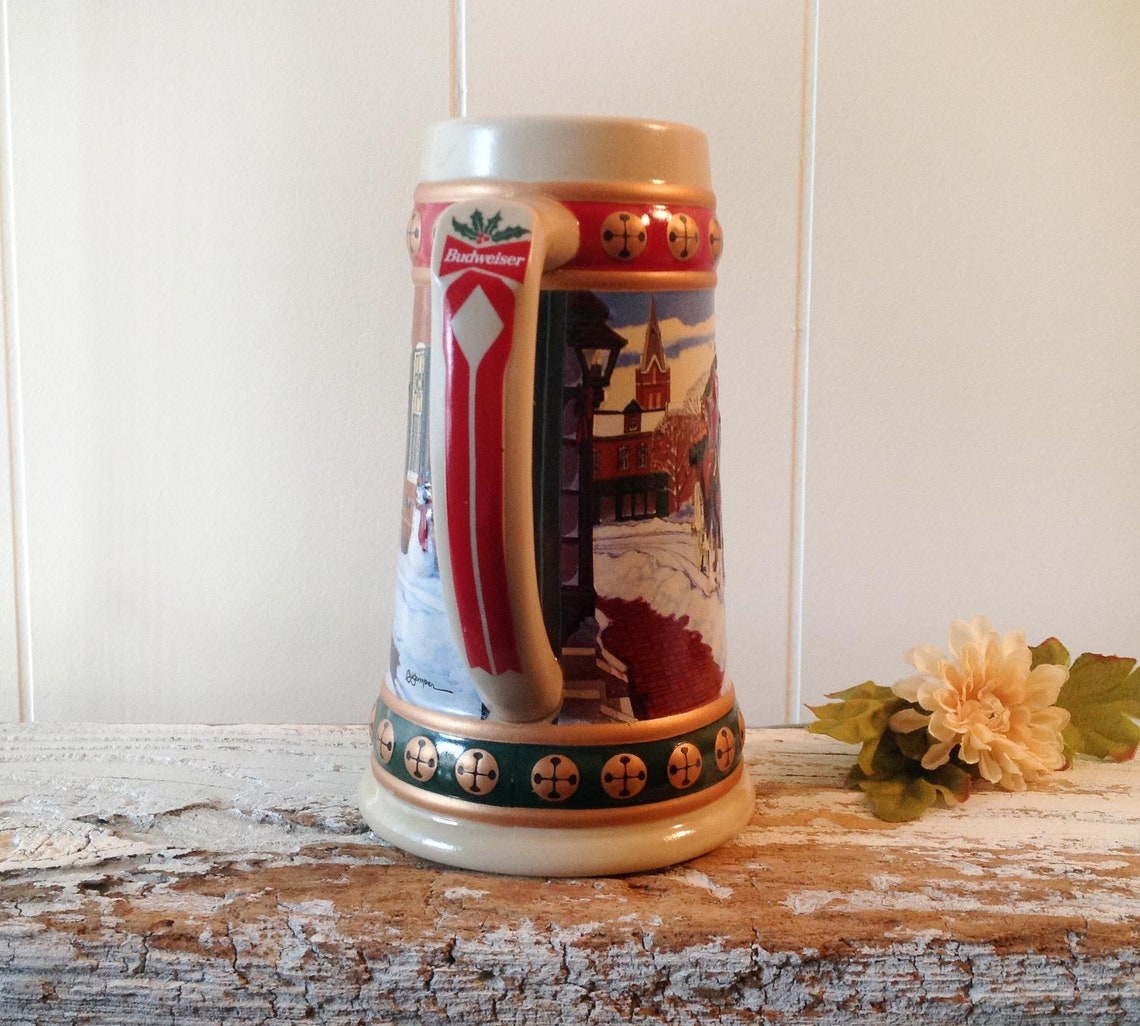 Budweiser Collectible Stein 1993 Hometown Holiday Decorated Etsy