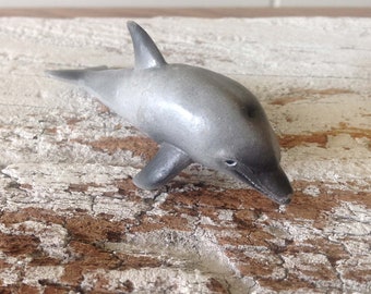 Vintage Miniature Plastic Dolphin, 1987 Bully West Germany, Toy Animal Collection Porpoise, Sea Mammal, Display Collectible Shelf Knickknack