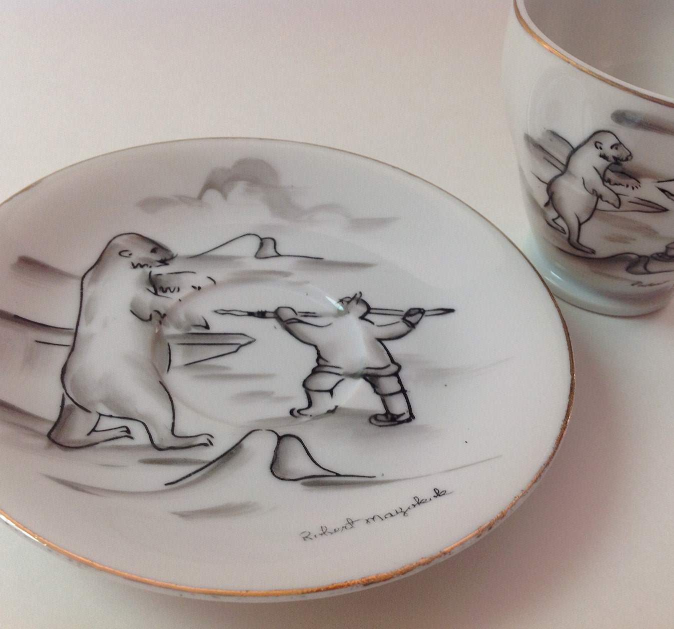 Eskimo and Polar Bear Plate by Robert Mayokok Made in Japan