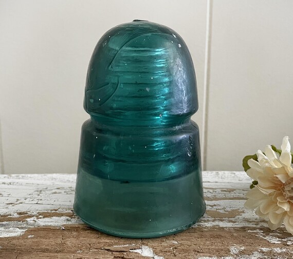 Vintage Blue Glass Insulator Cap Thick Solid Electrical Etsy