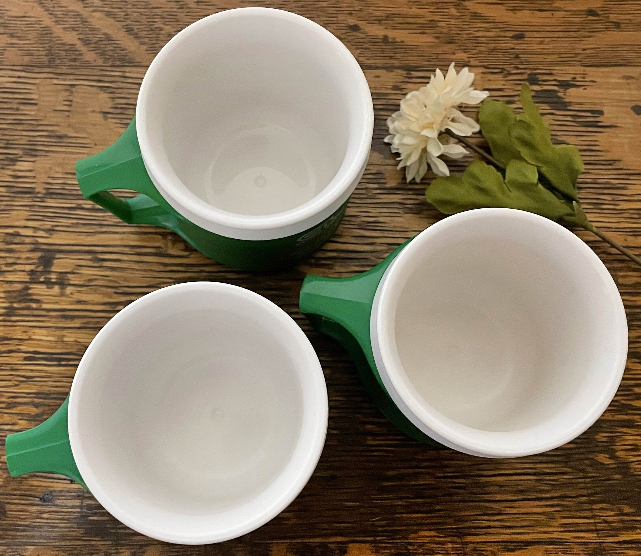 SET of 3 Vintage Aladdin Plastic Insulated Coffee Cups, Green, White ...