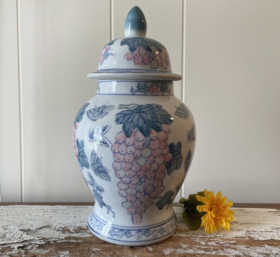 Blue & White Porcelain Ginger Jar - Butterflies Design Blue & White Porcelain Ginger Jar - Butterflies Design