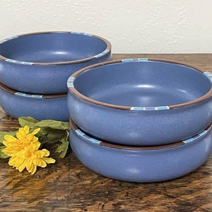 SET Of 2 Dansk Mesa Blue Cereal Soup Bowls, Rust, Turquoise Bands, Southwestern Small Shallow Stoneware Pottery Bowls, KW Portugal, 2 image 6