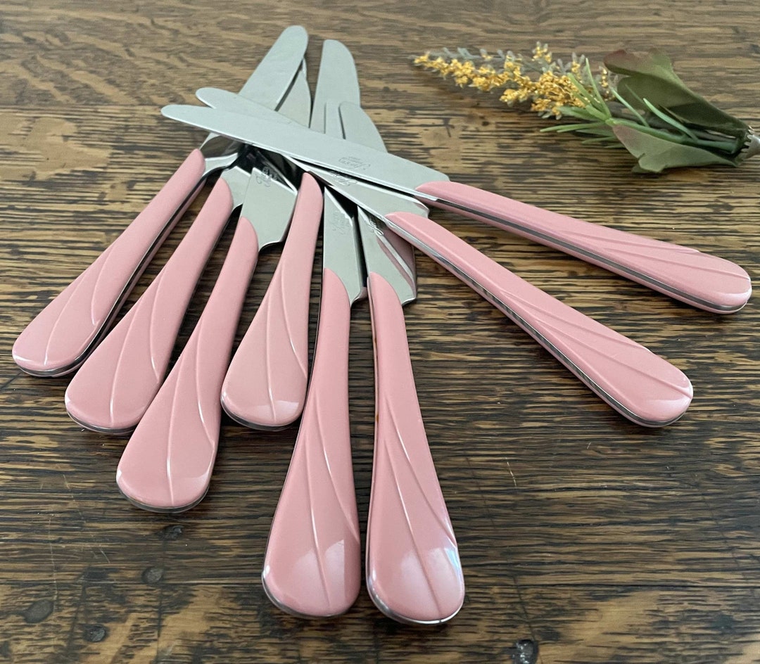 Fiesta Ware Stainless Steel Knives, Flatware, Colorful Plastic Swirl