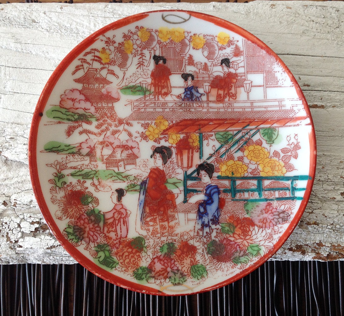 Vintage Japanese Kutani Style Hand Painted China Porcelain Etsy