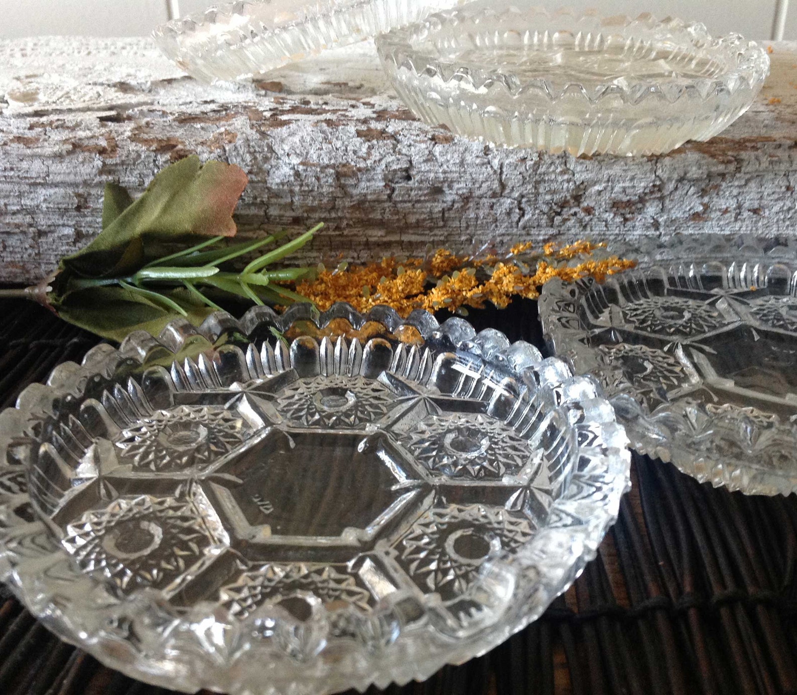 Vintage Pressed Glass Italian Ashtrays Drink Coasters Set of Etsy