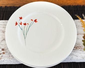 1 Vintage Crate & Barrel Anna&#39;s Artistry 8 1/2&quot; Salad, Dessert Plate, White, Little Red Flowers, Made In Germany, Fine Bone China Side Plate