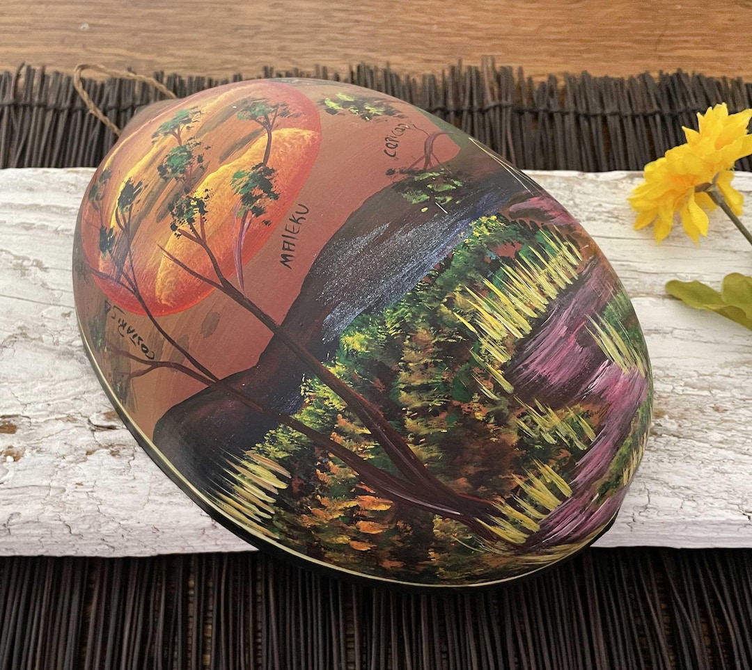 Vintage Hand Painted Large Coconut Shell, Costa Rica, Tropical Hand ...