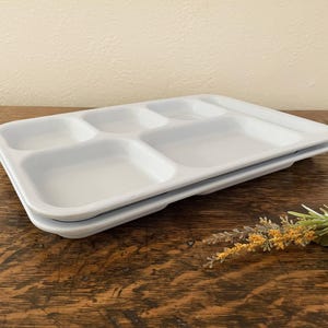 SET Of 2 Vintage Dallas Ware Pale Blue Melamine Cafeteria Trays, Heavy Plastic Rectangular Sectioned Plates, School Lunch Line, Texas, USA