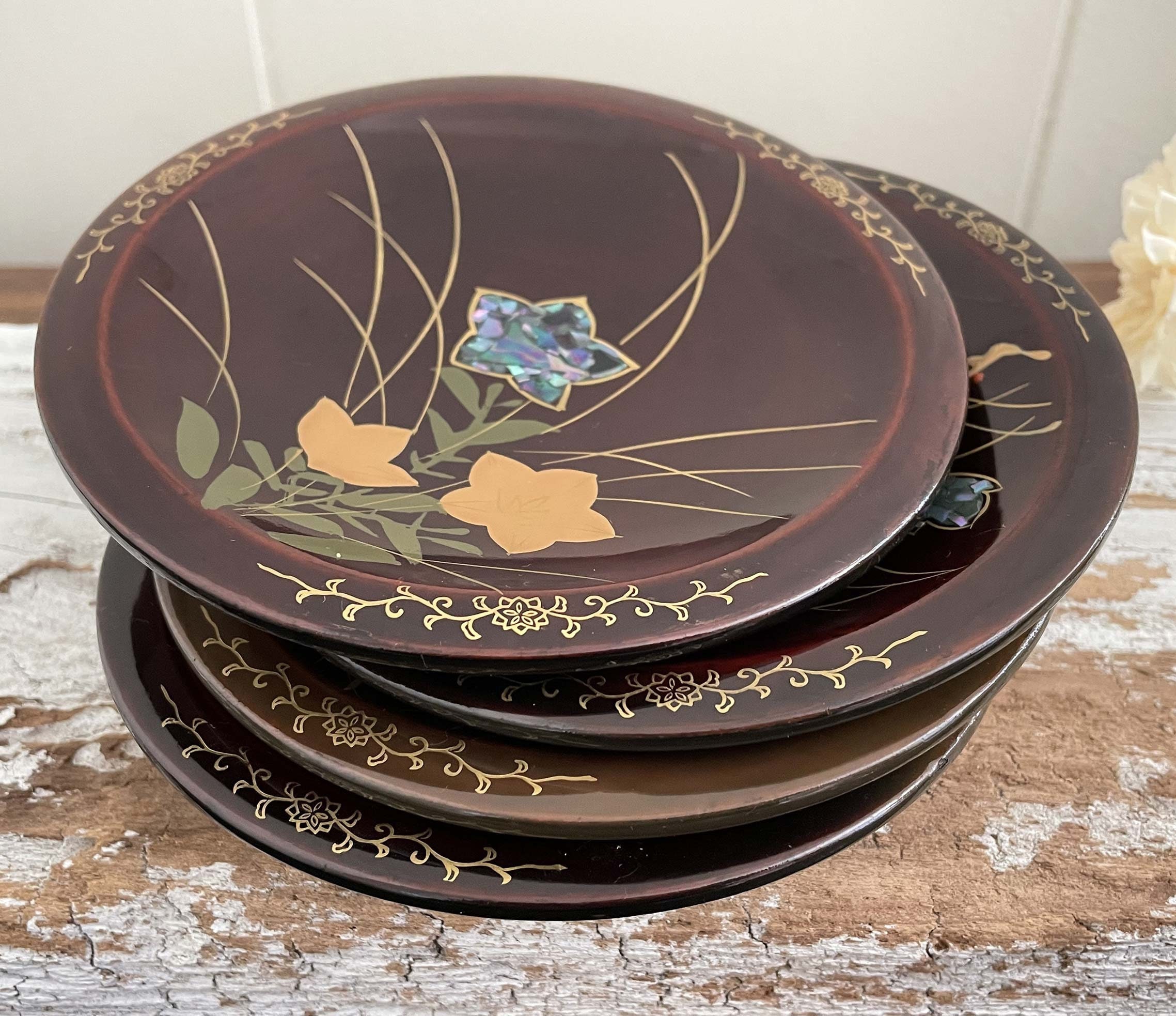【阿源】漆・高台 【AYuan】 Lacquer Plate or Dish Vintage Japanese Lacquerware Bowl and Plate Hasagawa Made in