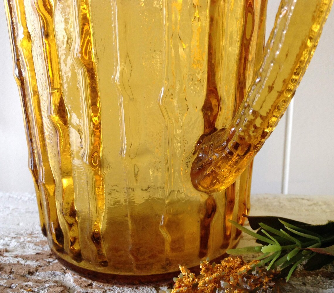 Vintage Amber Bumpy Glass Pitcher Ice Lip Large Textured Etsy