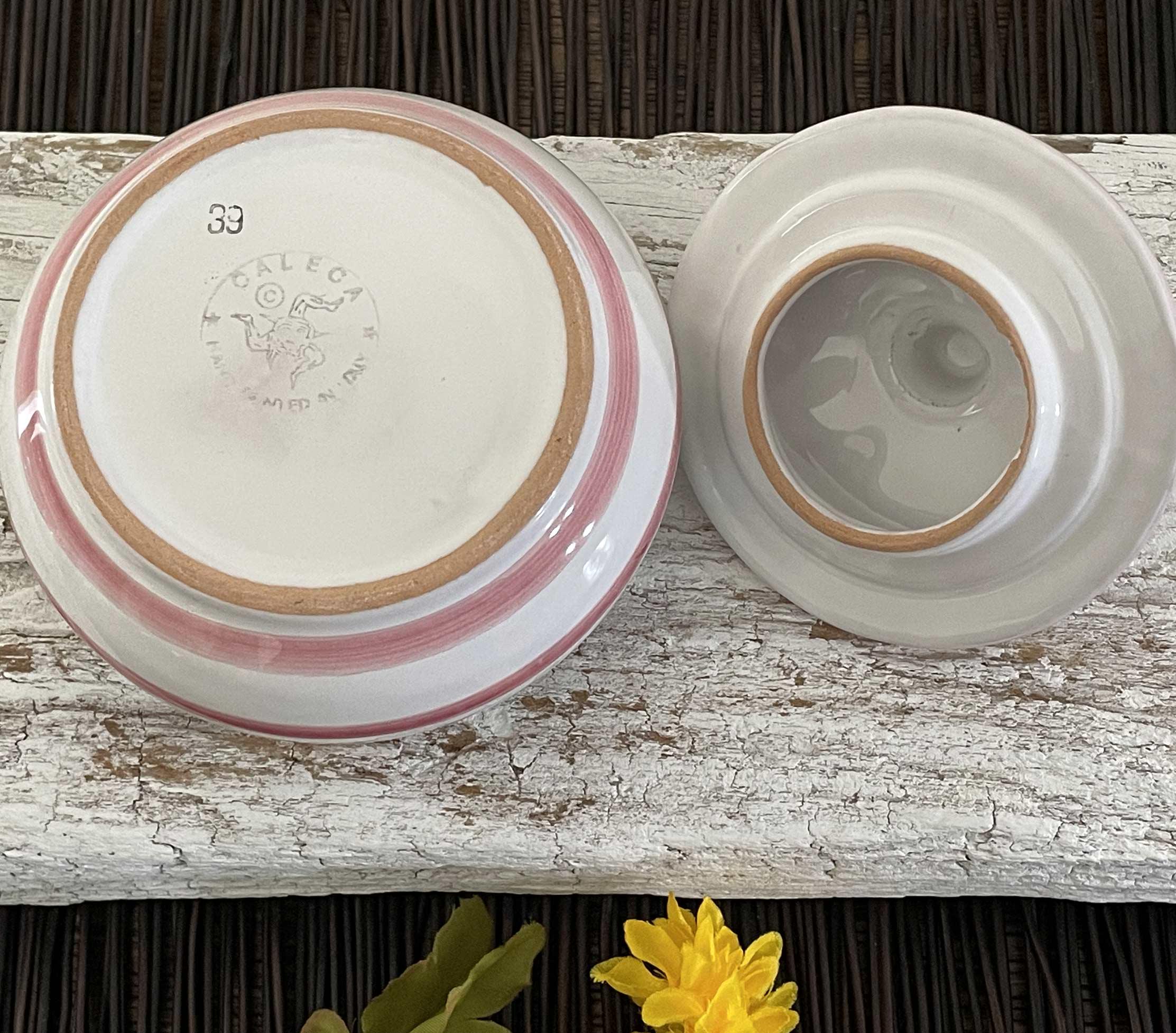 Caleca Vintage Caleca Ceramiche Pink Garland Covered Sugar Bowl, Hand Painted ...