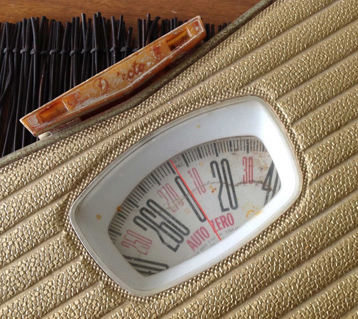 Mid Century Bathroom Scale Art Deco Gold Textured Atomic Era - Etsy